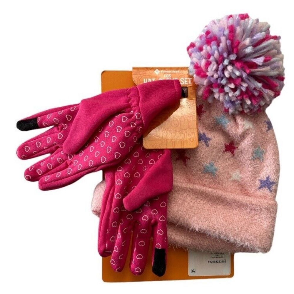 *NEW* Members mark kids, hat, and gloves, set large, extra large in pink